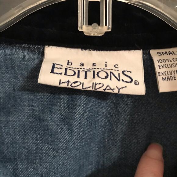 Holiday Denim Shirt Embroidered Snowman Y2K - Picture 4 of 9